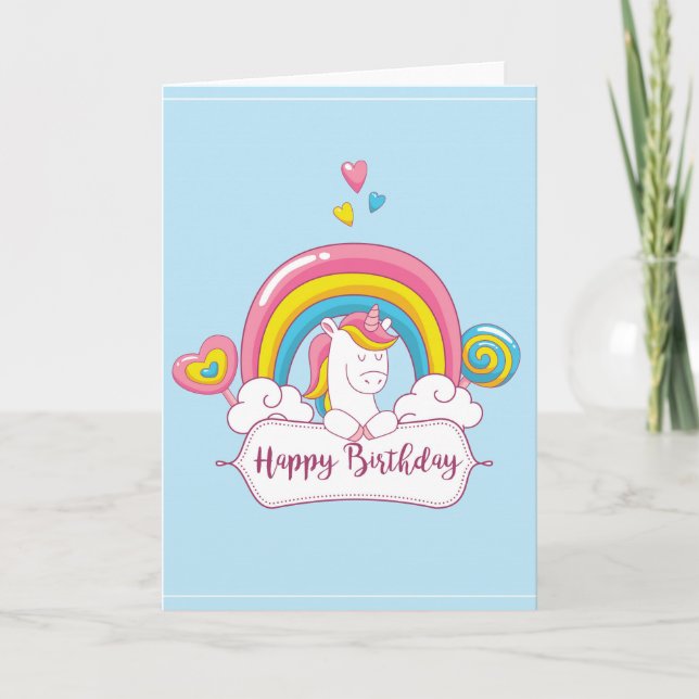 Happy Birthday Unicorn Card (Front)