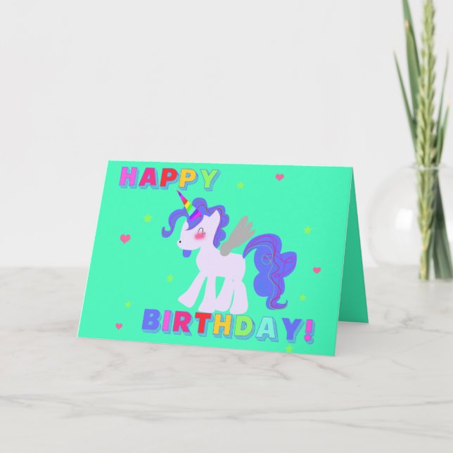 Happy Birthday Unicorn Card 3 I LOVE UNICORNS (Front)