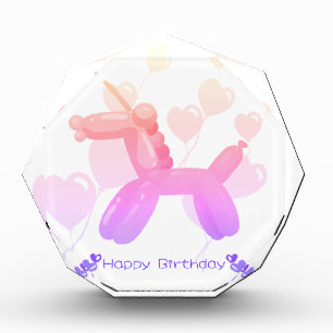 Happy Birthday! Unicorn in pastel gradient colors. Photo Block