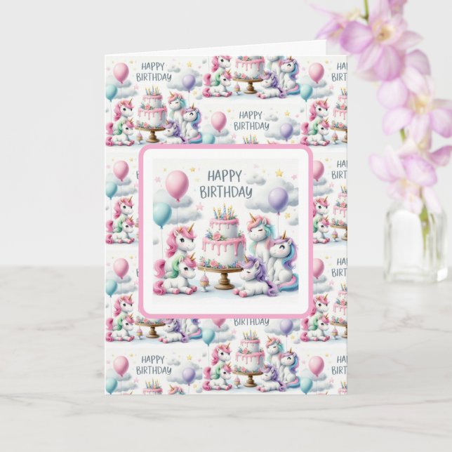 Happy Birthday Unicorn Themed Card (Orchid)
