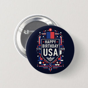 Happy Birthday USA 250 6 Cm Round Badge