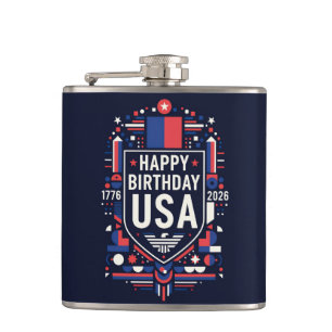 Happy Birthday USA 250 Hip Flask