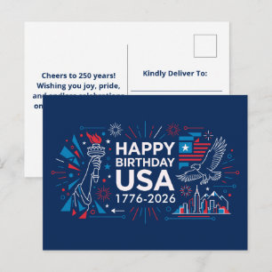 Happy Birthday USA 250 Holiday Postcard