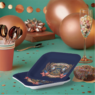 Happy Birthday USA 250 Years Patriotic Eagles Paper Plate