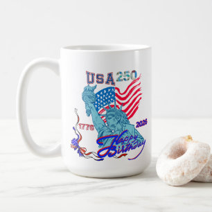 Happy Birthday USA 250th Torch A Blaze Coffee Mug
