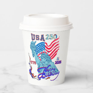 Happy Birthday USA 250th Torch A Blaze Paper Cups