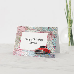 Happy Birthday USA Road Map  Card