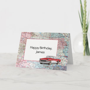 Happy Birthday USA Road Map  Card