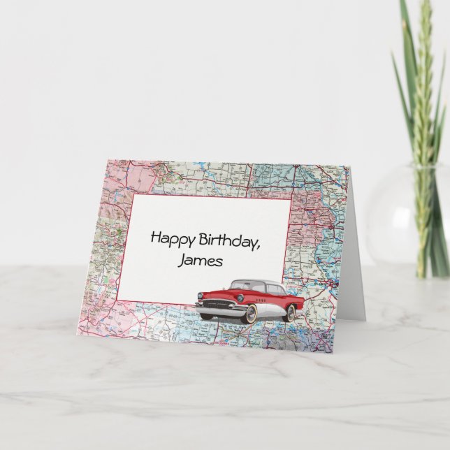 Happy Birthday USA Road Map  Card (Front)