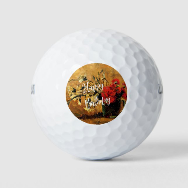 Happy Birthday, Van Gogh's famous floral painting Golf Balls (Front)