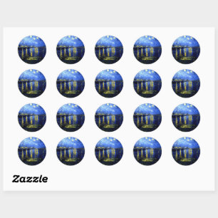 Happy Birthday! Van Gogh's Starry Night, Classic Round Sticker