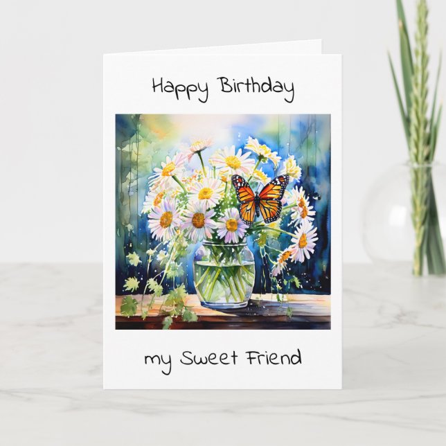 Happy Birthday | Vase of Daisies Card (Front)