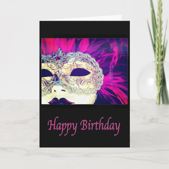 Happy Birthday Venice Mask Of A Woman Card (Front)