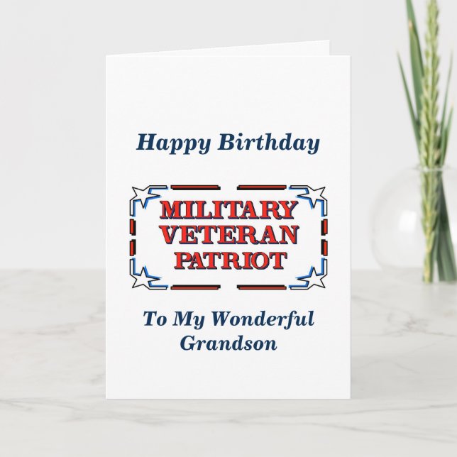 Happy Birthday Veteran Grandson Card (Front)