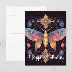 Happy Birthday Vibrant Butterfly Design Holiday Postcard