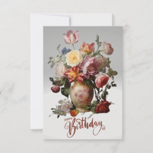 Happy Birthday Victorian Flowers in the Vase  Card