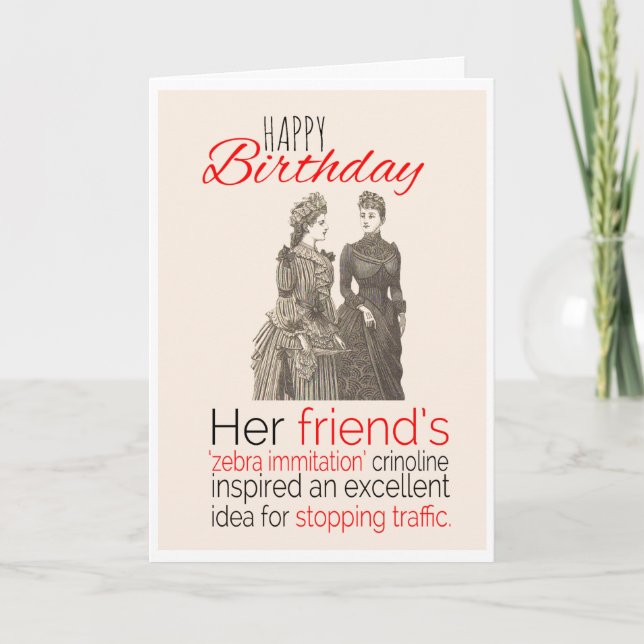 Happy Birthday, Victorian Humor, Zebra Crossing, Card (Front)