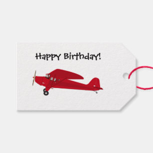 Happy Birthday Vintage Aeroplane Gift Tags