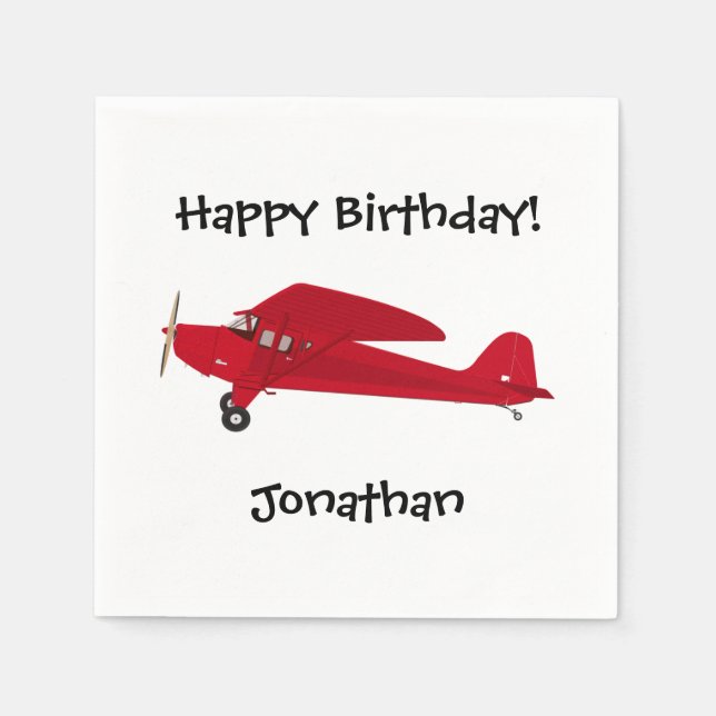 Happy Birthday Vintage Aeroplane Paper Napkins (Front)