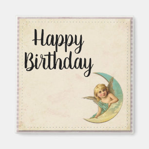 Happy Birthday Vintage Angel Customisable Magnet