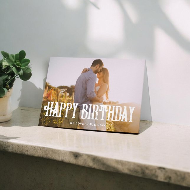 Happy Birthday Vintage Bold Photo Card (Creator Uploaded)