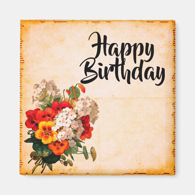 Happy Birthday Vintage Customisable Magnet (Front)