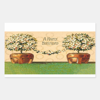 Happy Birthday Vintage Flowering Pots Sticker