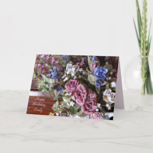 Happy Birthday, Vintage Flowers, Personalised Card