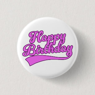 Happy Birthday vintage font 3 Cm Round Badge