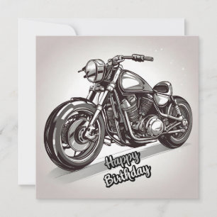 Happy Birthday Vintage Motorcycle  Card