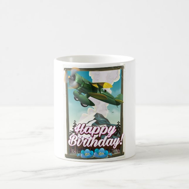 Happy Birthday vintage plane! Coffee Mug (Center)
