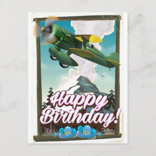 Happy Birthday vintage plane! Postcard