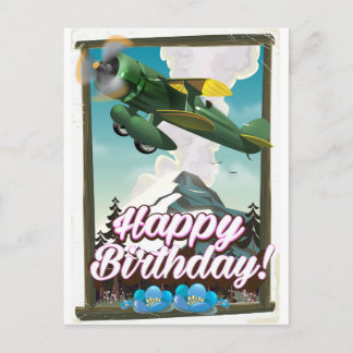 Happy Birthday vintage plane! Postcard