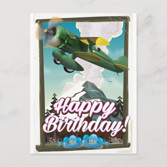 Happy Birthday vintage plane! Postcard (Front)