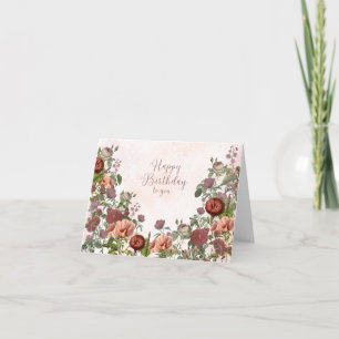 Happy Birthday Vintage Roses and Garden Flowers Card