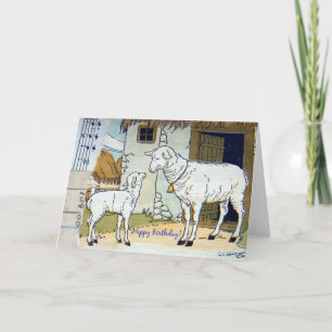 Happy Birthday Vintage Sheep Collage Card