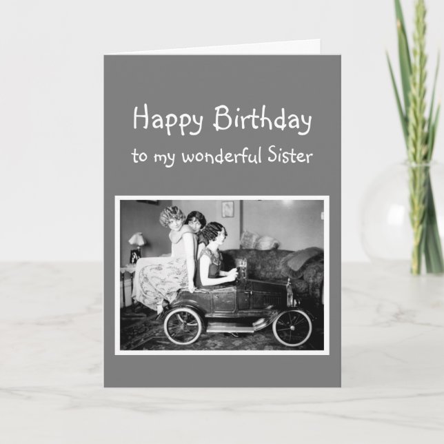 Happy Birthday Vintage Sisters Love Card (Front)
