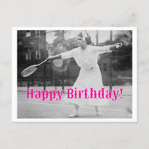 Happy Birthday Vintage Woman Tennis Player Postcard
