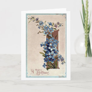 Happy Birthday Violets Blank Greeting Card
