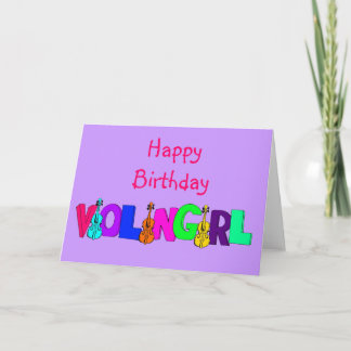 Happy Birthday Violin Girl Card