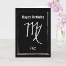 Happy Birthday Virgo zodiac astrology silver  Card