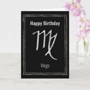 Happy Birthday Virgo zodiac astrology silver  Card
