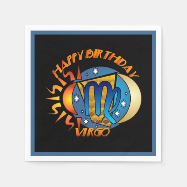 Happy Birthday Virgo Zodiac Birth Sign Napkins (Front)