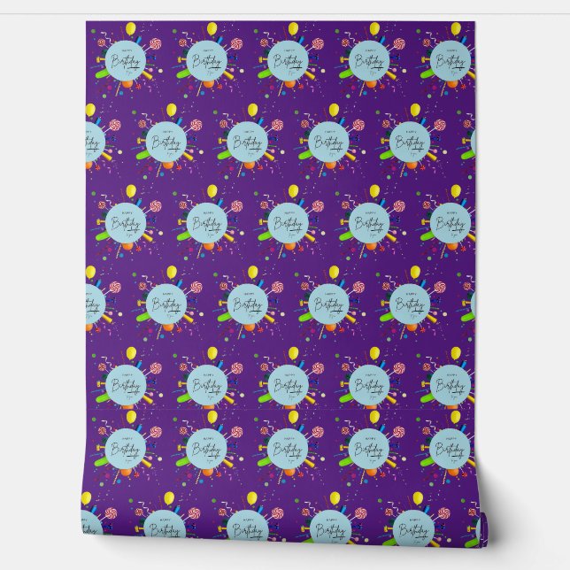 Happy Birthday Wallpaper | custom vinyl Decor (Unrolling)