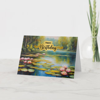Happy Birthday Water Lily Pond, Forest, Nature  Card