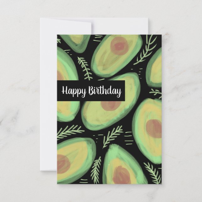 Happy Birthday Watercolor Avocados Card (Front)