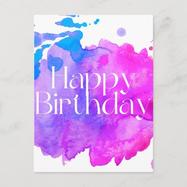 Happy Birthday Watercolor Card (Front)