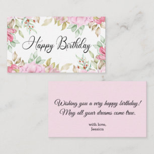 happy birthday watercolor floral background card