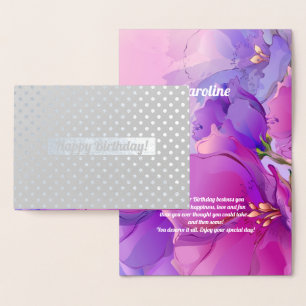 Happy Birthday. Watercolor Floral Luxury  Foil Card