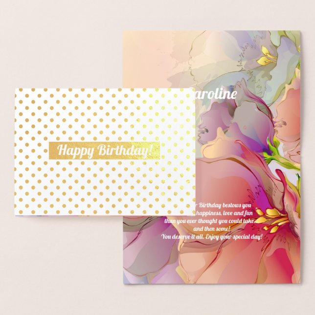 Happy Birthday. Watercolor Floral Luxury Foil Card (Display)
